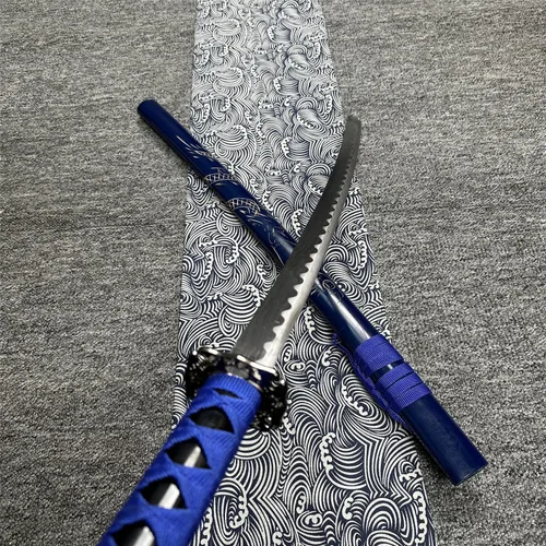 Vista 9 de Juego de espada samurái decorativa, colección Katana azul de 3 piezas con soporte de exhibición, 39.3/31.1/20.4 pulgadas