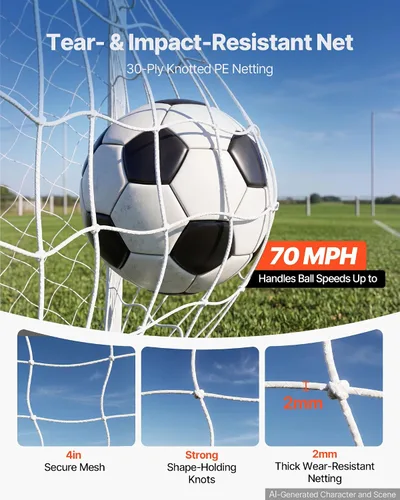 Vista 4 de VEVOR Soccer Goal 12x6 FT Soccer Goal for Backyard with Iron Frame PE Net