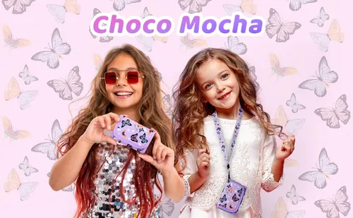 Vista 3 de Choco Mocha Carteras infantiles para niñas, púrpura, ((Butterfly-Purple), Cartera con cremallera