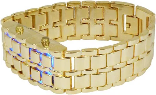 Vista 3 de Clásico para hombre binario cuadrado LED reloj digital negro plateado relojes de pulsera (negrorojo)