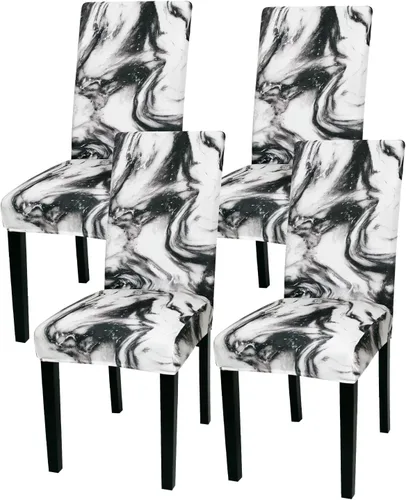 Vista 26 de Gibelle - Juego de 4 fundas para sillas de comedor, funda elástica de elastano para comedor, fundas extraíbles y lavables para sillas de cocina