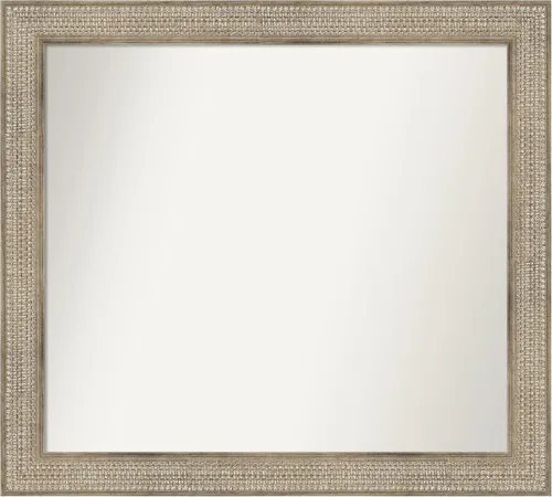 Vista 379 de Amanti Art Espejo de baño plateado para sobre fregadero, 26 x 26 pulgadas, espejo cuadrado de níquel pulido, marco de madera tradicional mediano, se