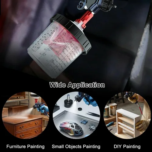 Vista 6 de Pistola de pulverización HVLP con 10 vasos de pintura desechables