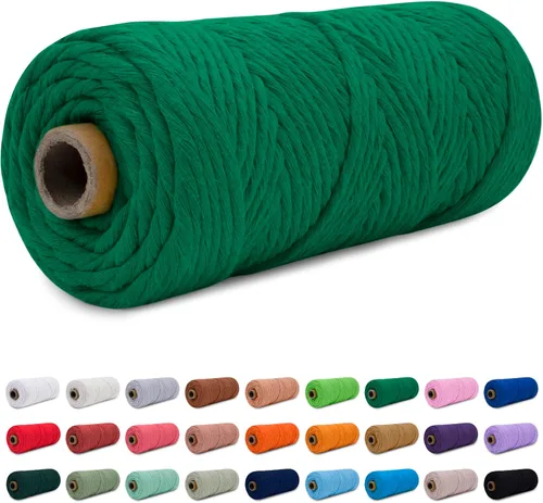 Vista 21 de CAMAL Cordón de macramé de 0.157 in x 109 yardas (328.1 ft), cuerda de algodón de color para tejer, manualidades, colgar en la pared, proyectos