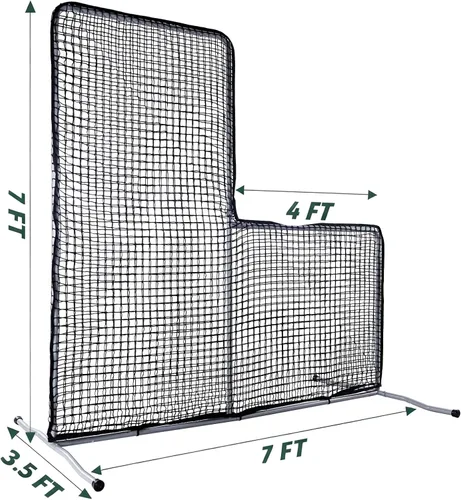 Vista 2 de Gagalileo Baseball L-Screen Protective Pitching Net: 7x7FT Portable for Batting Cage Backyard Practice - Coaches Parents Youth Training Beisbol