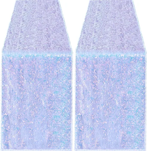 Vista 58 de Pufogu - Camino de mesa de lentejuelas brillantes de 12 x 72 pulgadas para fiestas de cumpleaños, decoración de bodas, despedidas de soltera
