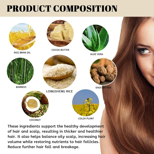 Vista 3 de Gegong Barra de champú, extracto de aloe vera de agua de arroz, ingredientes naturales, tratamiento de pérdida de cabello, control de aceite