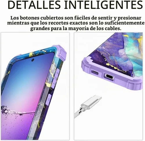 Vista 7 de Rancase Funda para Galaxy S21 Plus 5G, tres capas de protección resistente a prueba de golpes de plástico duro + funda protectora de goma