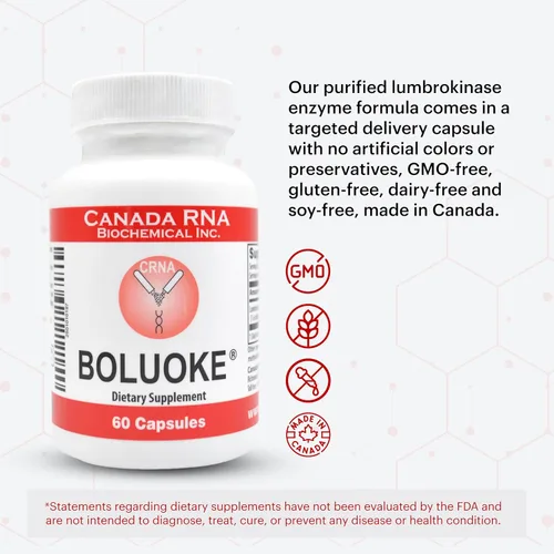 Vista 6 de Boluoke Canada RNA Lumbrokinase Enzyme Supplement - Fórmula de bienestar circulatorio tradicionalmente inspirada - Cápsulas de entrega dirigida - 30