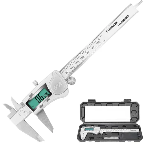 Vista 9 de Calibre digital, calibre Sangabery de 6 pulgadas con pantalla LCD extragrande, herramienta de medición de pinzas Vernier de plástico, regla