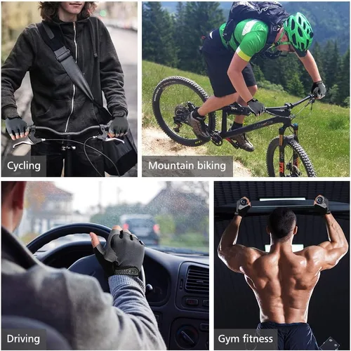 Vista 7 de Accmor Guantes de ciclismo para hombres y mujeres, guantes de bicicleta de medio dedo, guantes de bicicleta MTB, guantes antideslizantes que
