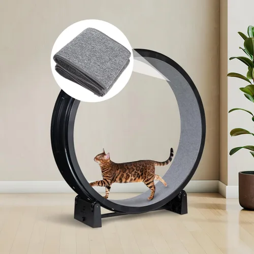 Vista 3 de Didiseaon Alfombrilla antideslizante para ruedas de ejercicio para gatos, almohadilla de fieltro para mascotas pequeñas, alfombrilla de reducción