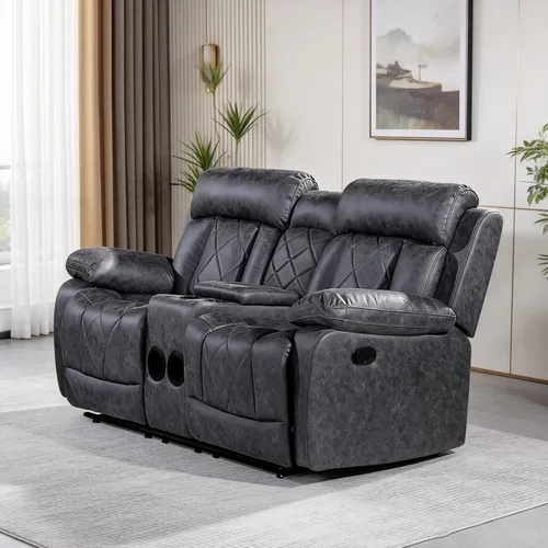 Vista 5 de Betsy Furniture Silla reclinable eléctrica de microfibra suave, luz LED, tipo C y cargador USB, reclinable gris humo 9052 (potencia, silla)