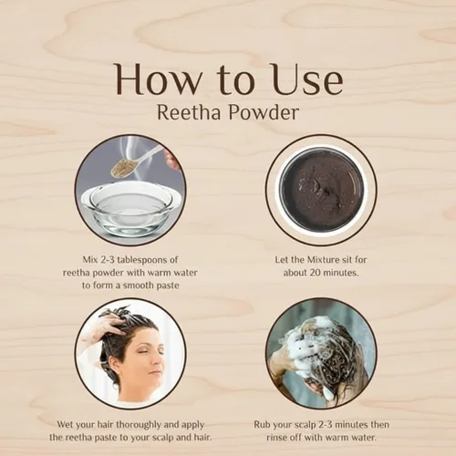 Vista 4 de Polvo 100% orgánico de Reetha/ARITHA para el cabello 3.53 oz 100% puro polvo de soapnut orgánico para cabello