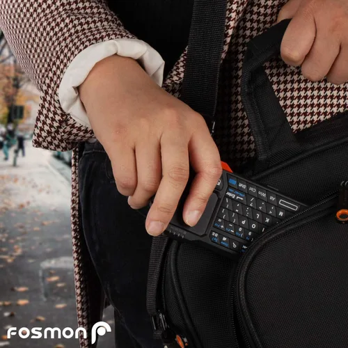 Vista 9 de Fosmon Mini teclado Bluetooth (teclado QWERTY), inalámbrico, portátil, con panel táctil, compatible con Apple TV, Amazon Fire Stick, PS4, PS4 Pro