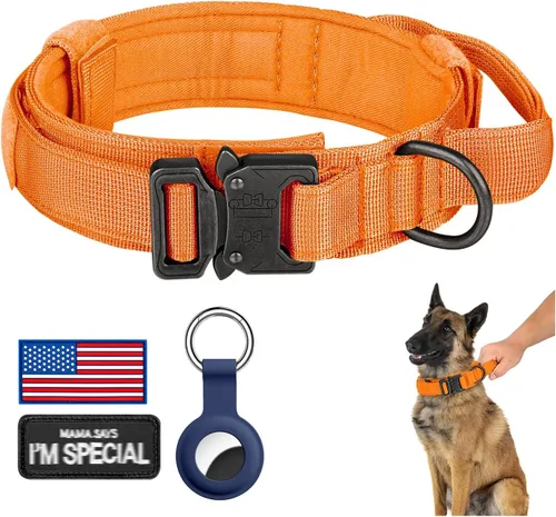 Vista 12 de DAGANXI - Collar táctico para perro, collar ajustable de nailon para adiestramiento con asa de control y hebilla, para perros medianos y grandes