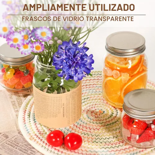 Vista 6 de Tarros de vidrio con tapas, tarro de conservas auténticas de 8 onzas, paquete de 8
