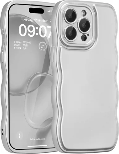 Vista 13 de FABSPARK - Funda para iPhone 11, diseño simple, marco ondulado, estética, silicona suave, color beige