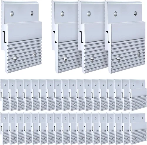 Vista 9 de Apragaz Tacos franceses, colgador de fotos y espejos resistentes con tornillos, mantiene el nivel, aluminio, soporta 30 libras por par, 2 pulgadas