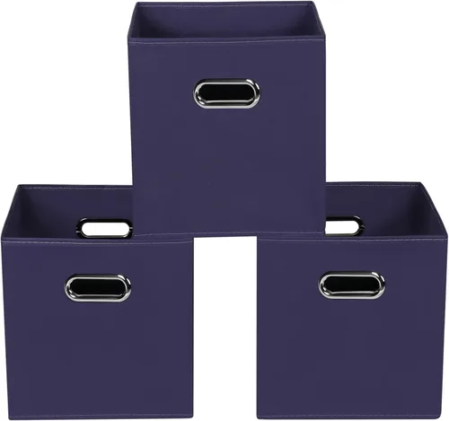 Vista 26 de Yunkeeeper - Contenedores de almacenamiento, cubos organizadores de tela con asa, cubos plegables para almacenamiento de tela o accesorios, 11 x 11