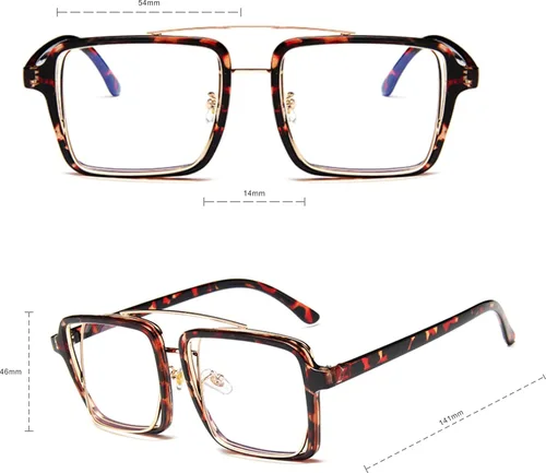 Vista 3 de Kyiduo Retro Square Gafas de sol de gran tamaño Unisex doble marco gafas