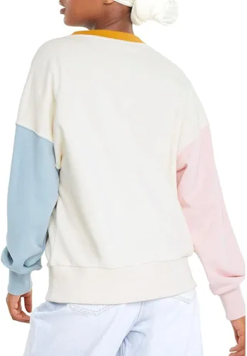 Vista 2 de PUMA Downtown - Sudadera de manga larga con cuello redondo de gran tamaño para mujer, casual, color blanco roto