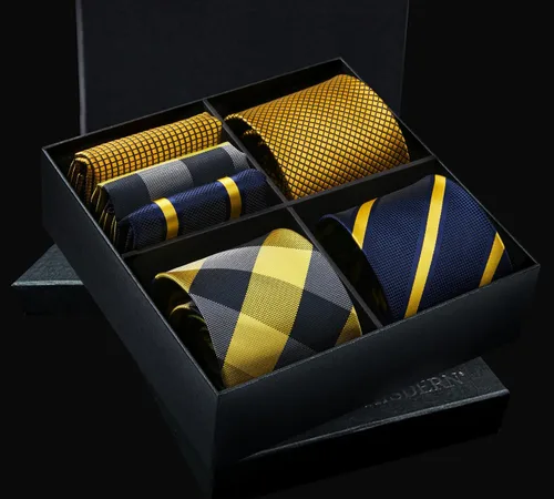 Vista 42 de HISDERN Juego de corbatas extralargas para hombre y pañuelo de bolsillo de 63 pulgadas, colección XL, caja de regalo, corbata, lote de 3