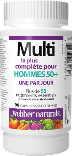 Vista 2 de Webber Naturals Más de 50 cápsulas vegetarianas más completas para hombres, 90 cápsulas vegetarianas