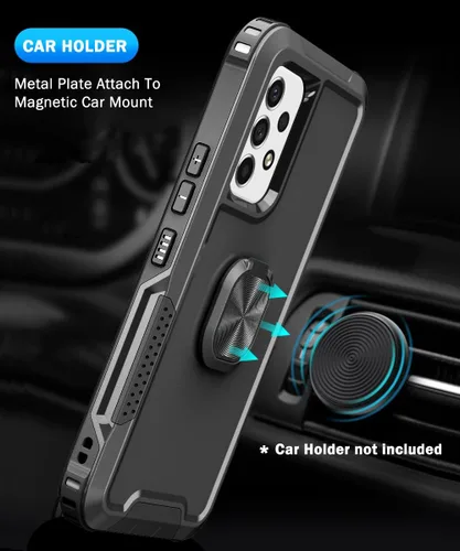 Vista 4 de Funda para Galaxy A53 5G con función atril de protección resistente [doble a prueba de golpes] Soporte magnético para automóvil compatible