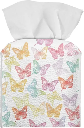 Vista 18 de 250th Anniversary Square Tissue Box Cover Pu Leather Tissue Holder Facial Paper Cover Waterproof Toilet Paper Holder for Bathroom Bedroom Modern