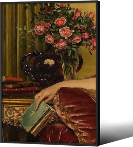 Vista 30 de Cartel de libro gótico de academia oscura vintage de mediados del siglo, arte de pared de lienzo victoriano de medio siglo, impresiones estéticas