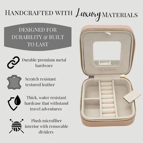 Vista 2 de YSM Designs Caja organizadora de joyas de viaje, joyero de viaje, pequeño joyero para mujer, estuche de viaje de joyería, caja organizadora