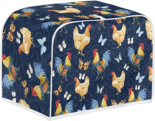 Vista 13 de Cubierta de tostadora con estampado de pollo, cubierta de tostadora de 2 rebanadas de cocina elegante para electrodomésticos, tostadora, microondas