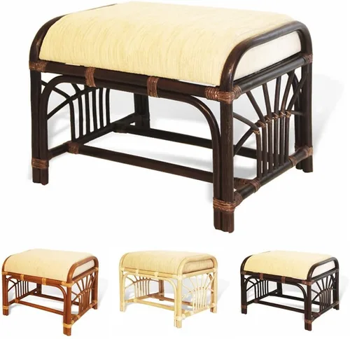 Vista 7 de Lounge Set de 2: mecedora giratoria Java silla de mimbre natural de ratán hecho a mano y krit otomano con cojín crema, marrón oscuro