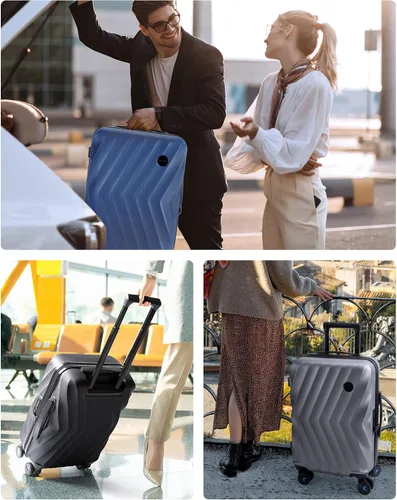 Vista 2 de BAGSMART Equipaje de viaje para equipaje de mano, Negro -, Equipaje de mano rígido con ruedas giratorias