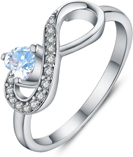 Vista 45 de Anillo Jo Wisdomo de compromiso. de plata esterlina, con corazón e infinito, anillo de amistad, para ella