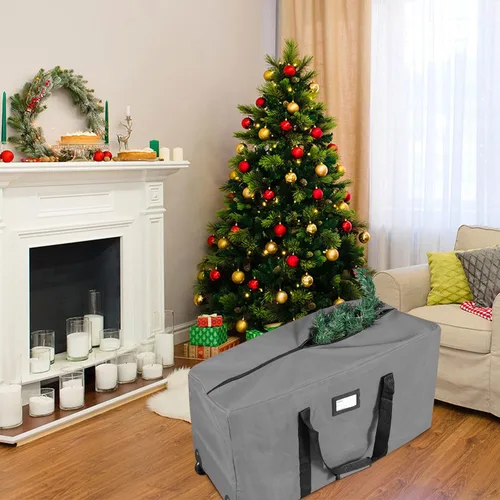Vista 5 de ProPik Bolsa de almacenamiento con ruedas para árbol de Navidad, se adapta a árboles de vacaciones desmontados de hasta 7.5 pies de alto, 22 x 16 x