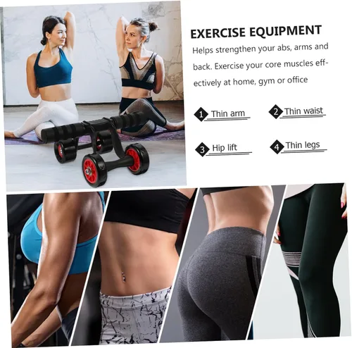 Vista 7 de Rueda de rodillo abdominal para entrenamiento de núcleo con asas antideslizantes de ranura, práctica máquina de fitness para hombres y mujeres