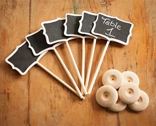 Vista 2 de 12 piezas Mini pizarra rectangular vintage para colocar tarjetas para mesa de postre WordPad mensajes, clip para boda