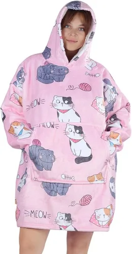 Vista 23 de Wearable Blanket Hoodie, Oversized Flannel Comfy Sweatshirt for Adults,Warm Cozy Hooded Body Blanket