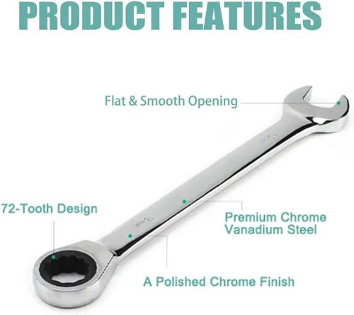 Vista 6 de Utoolmart Llave combinada de trinquete, llave combinada de trinquete de extremo abierto de 0.315 in, métrica, construcción de acero al cromo Acero