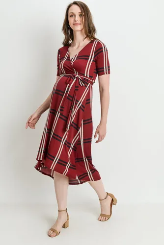 Vista 6 de Vestido cruzado de maternidad para mujer, longitud media con cinturón