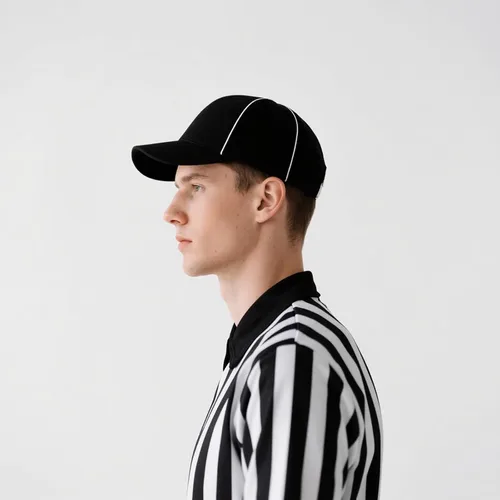 Vista 5 de TOPTIE Referee Hat Black with White Stripe, Adjustable Cotton Cap