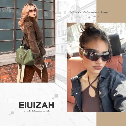 Vista 3 de Eiuizah Y2k - Gafas de sol para mujeres y hombres, protección envolvente, modernas, de gran tamaño, sin marco
