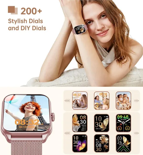 Vista 2 de Relojes inteligentes para mujer, rastreador de fitness HD de 1.83 pulgadas (respuesta/hacer llamadas), IP68 impermeable, más de 120 modos deportivos
