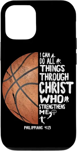 Vista 28 de Funda de baloncesto para iPhone 17 con texto en inglés "I can do All Things Through Christ Philippians