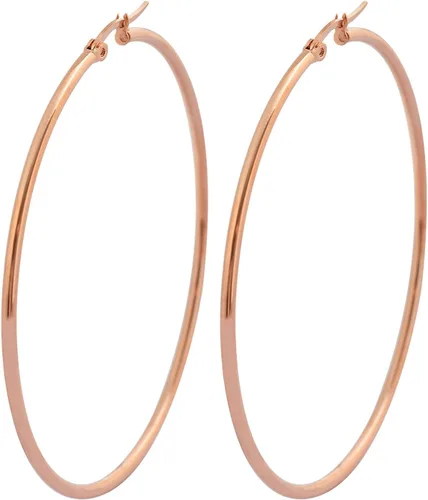 Vista 18 de Edforce - Aretes de acero inoxidable tipo argolla (20-60 mm de diámetro)