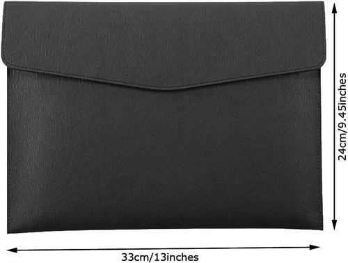 Vista 2 de Carpeta de Archivos de Cuero PU A4 Portadocumentos Impermeable Portafolio Sobre Carpeta con Cierre de Presión Negro