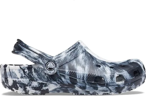 Vista 2 de Crocs - Zuecos clásicos unisex teñidos con efecto mármol, blanco/negro, talla 6 para mujer/4 para hombre