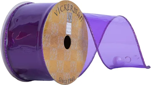 Vista 5 de Vickerman Cinta de Navidad de PVC transparente mandarina de 2.5" x 10 yardas